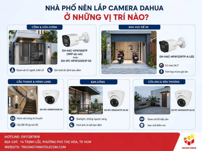 Nhà phố nên lắp camera Dahua ở những vị trí nào?