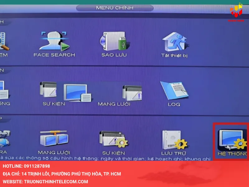 Nhấn vào biểu tượng bánh răng System