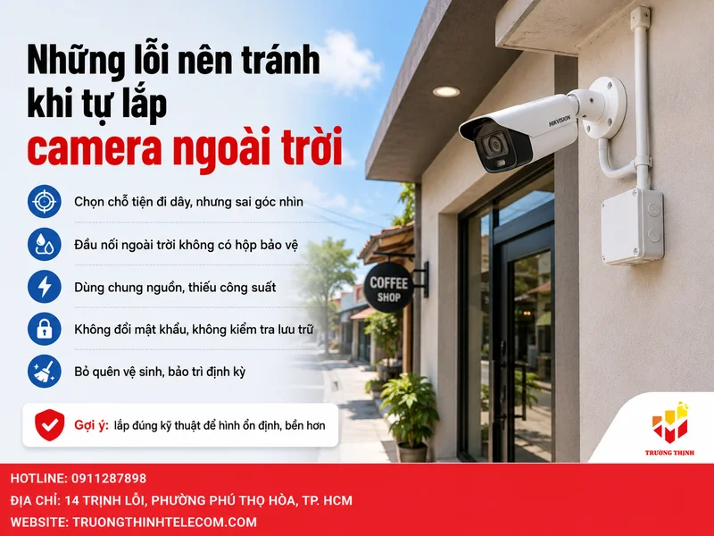 Những lỗi nên tránh khi tự lắp camera ngoài trời
