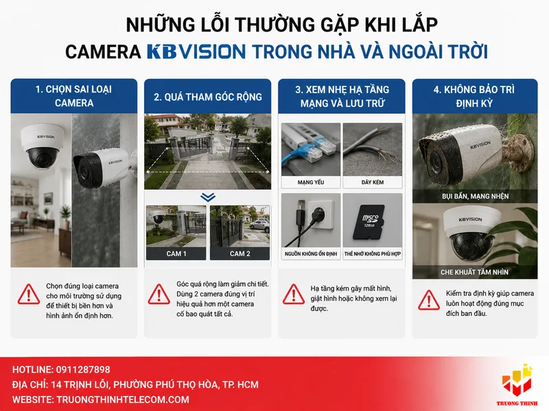 Những lỗi thường gặp khi lắp Camera KBVision trong nhà và ngoài trời