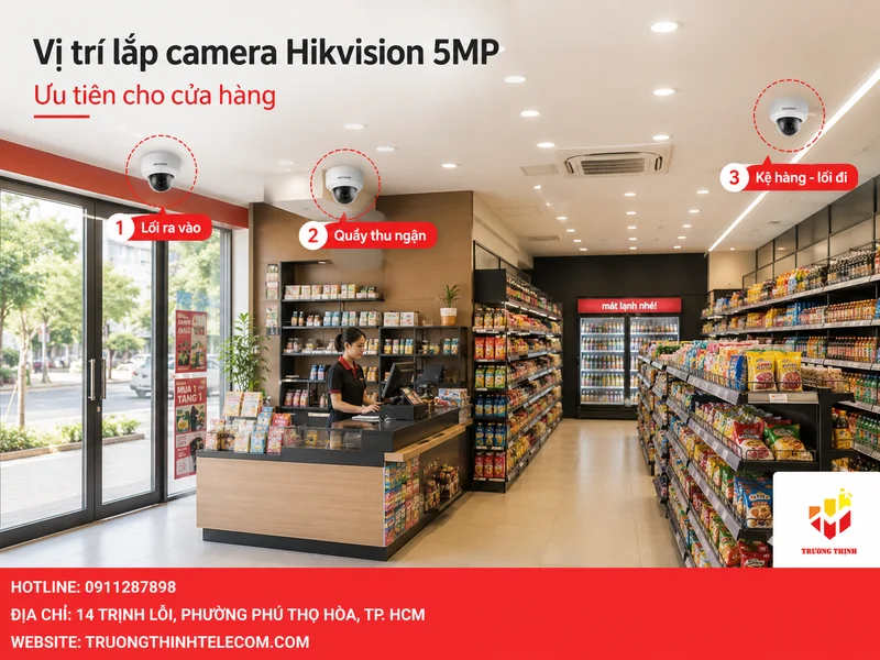Những vị trí nên ưu tiên khi lắp camera Hikvision 5MP cho cửa hàng