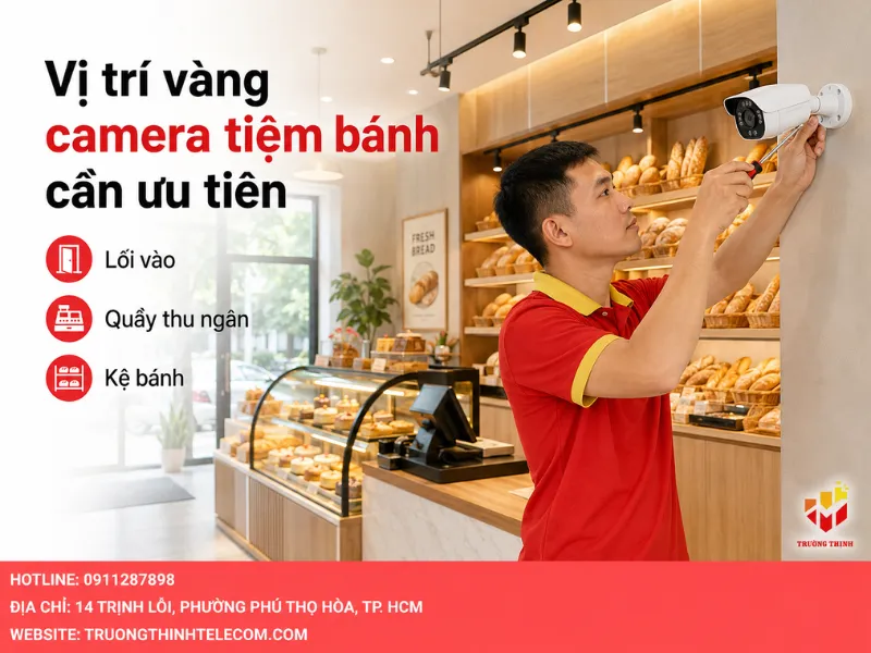Những vị trí vàng cần ưu tiên khi lắp camera tiệm bánh
