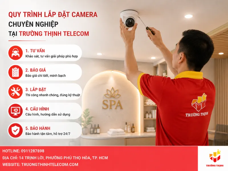 Quy trình lắp đặt camera chuyên nghiệp tại Trường Thịnh Telecom