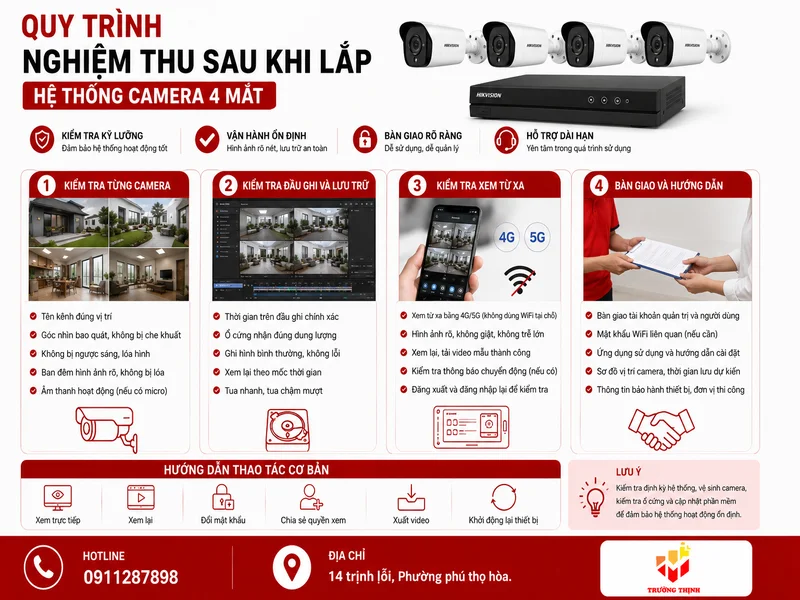 Quy trình nghiệm thu sau khi lắp hệ thống camera 4 mắt