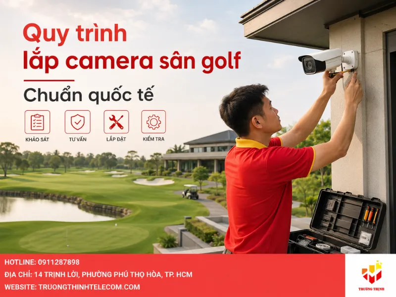 Quy trình thi công lắp camera cho sân golf chuẩn quốc tế tại Trường Thịnh