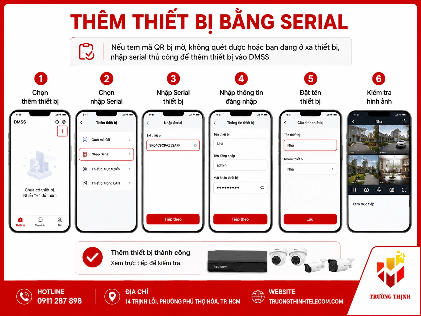 Thêm thiết bị bằng serial