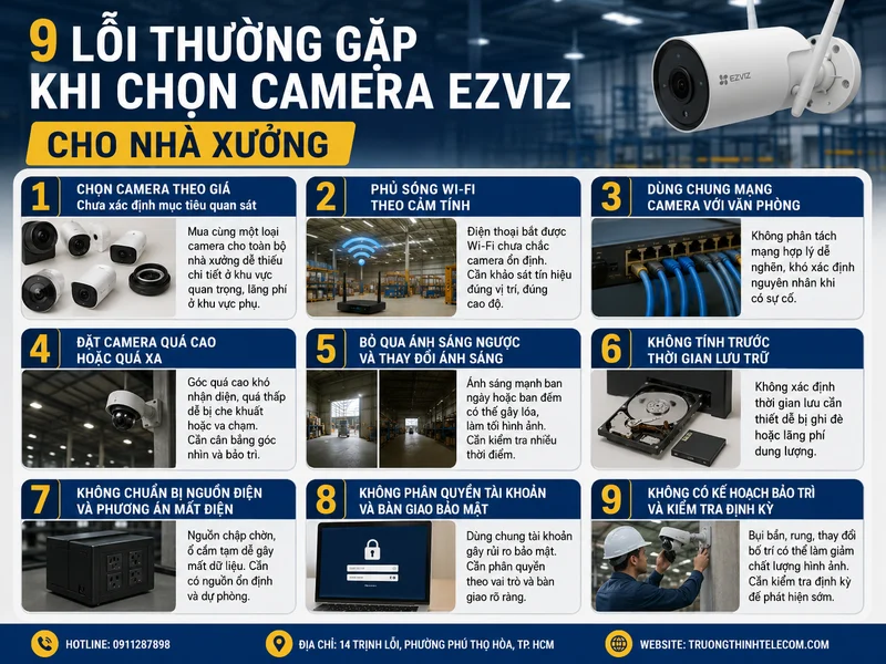 9 lỗi thường gặp khi chọn Camera Ezviz cho nhà xưởng