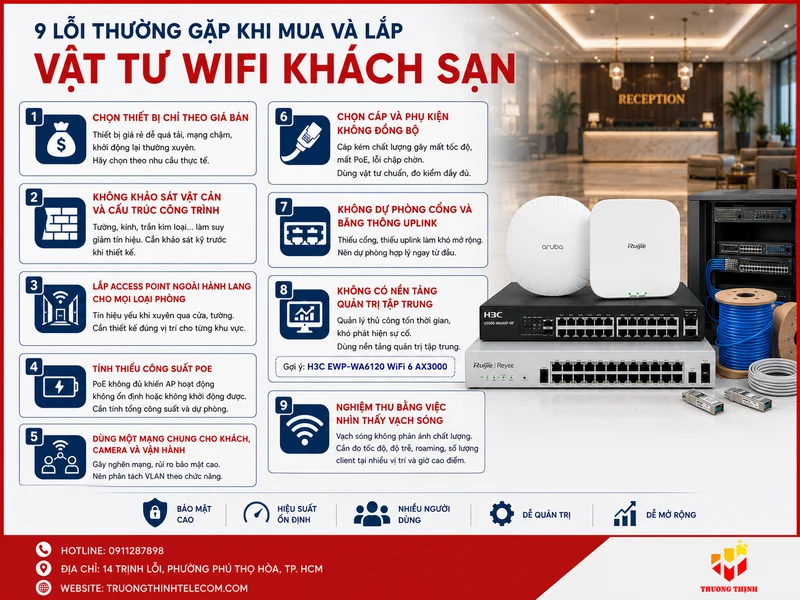 9 lỗi thường gặp khi mua và lắp vật tư WiFi khách sạn