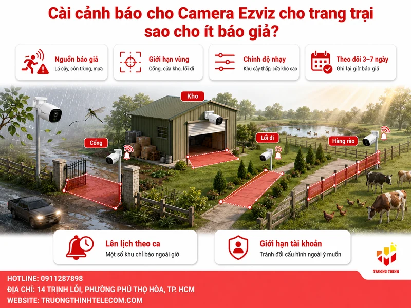 Cài cảnh báo cho Camera Ezviz cho trang trại sao cho ít báo giả?