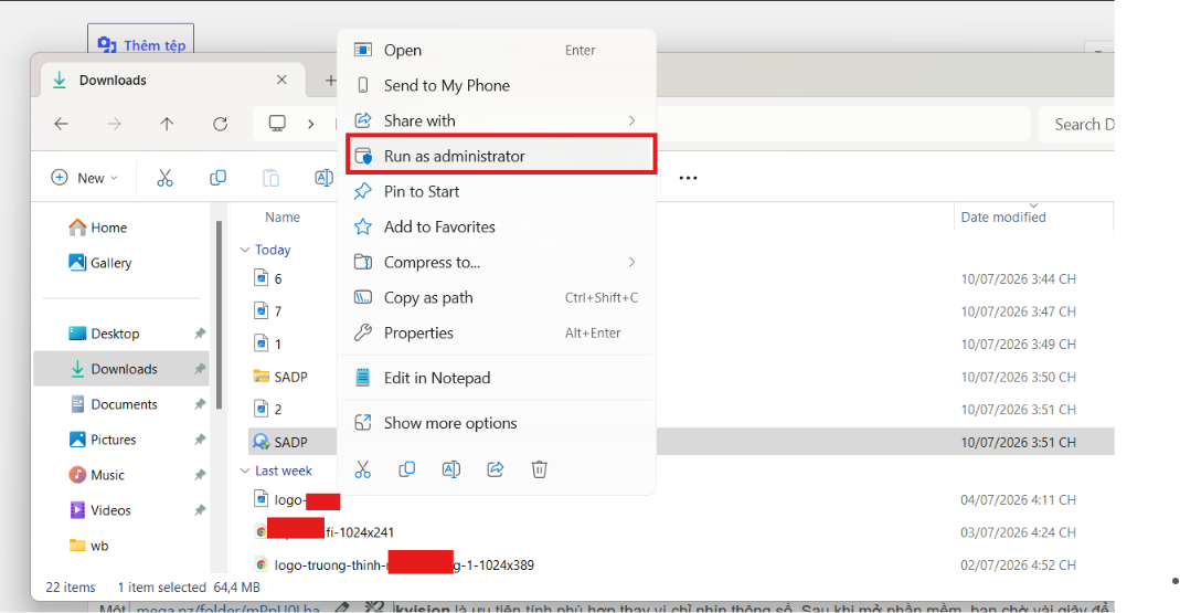 Chạy file cài đặt bằng quyền phù hợp