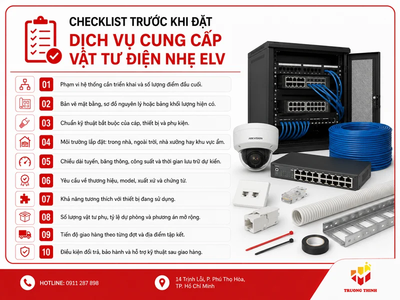 Checklist trước khi đặt dịch vụ cung cấp vật tư điện nhẹ ELV