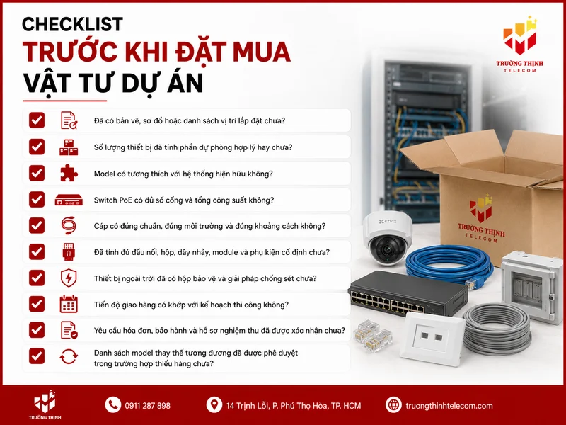 Checklist trước khi đặt mua vật tư dự án