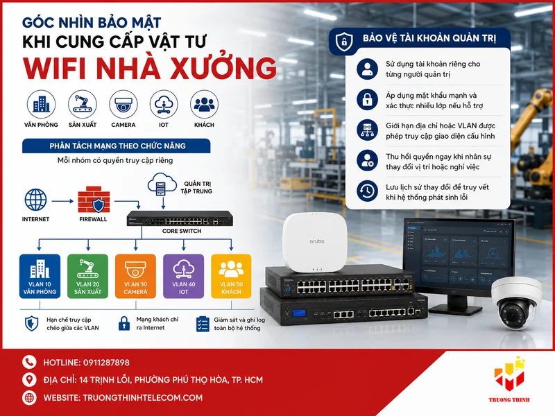 Góc nhìn bảo mật khi cung cấp vật tư wifi nhà xưởng