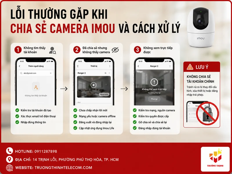 Lỗi thường gặp khi chia sẻ camera Imou và cách xử lý