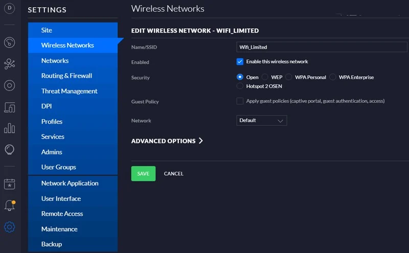 Nhấn vào nút CREATE NEW WIRELESS NETWORK