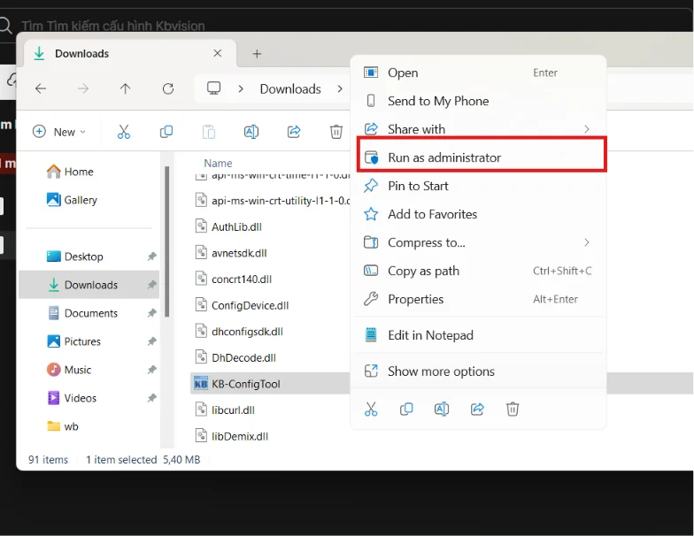 Nhấp chuột phải vào file cài đặt