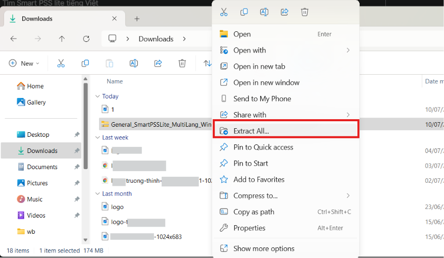 Nhấp chuột phải vào file cài đặt