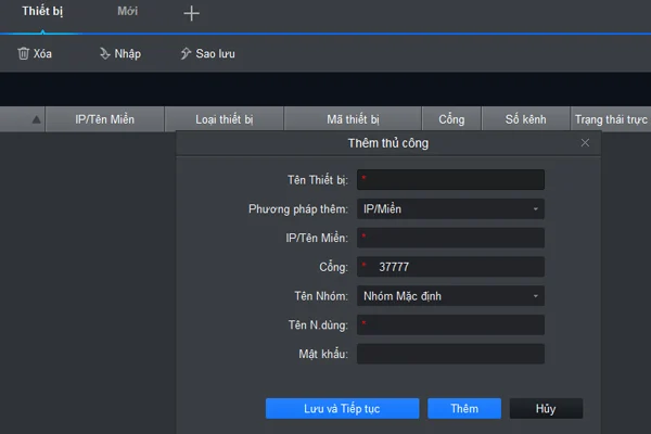 Nhập thông tin đăng nhập