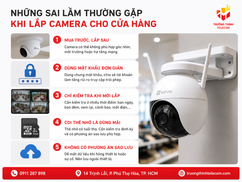 Những sai lầm thường gặp khi lắp camera cho cửa hàng