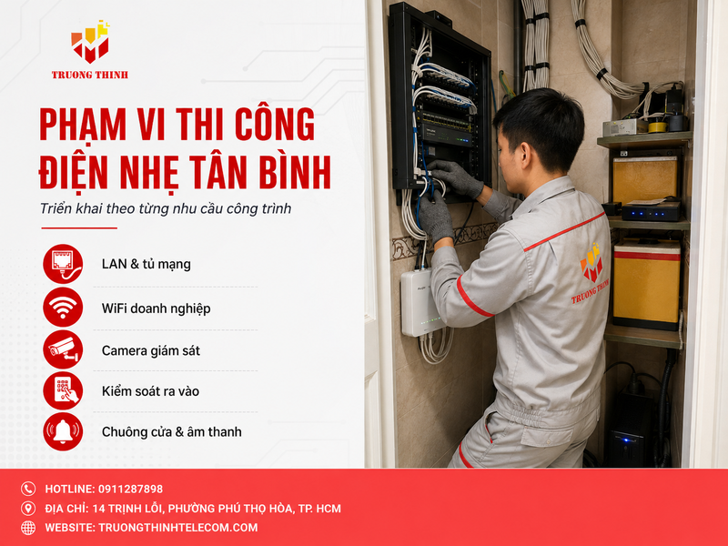 Phạm vi thi công điện nhẹ quận Tân Bình Trường Thịnh Telecom có thể triển khai