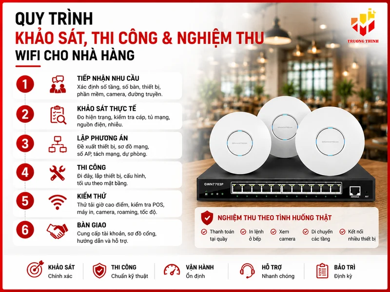Quy trình khảo sát, thi công và nghiệm thu wifi cho nhà hàng