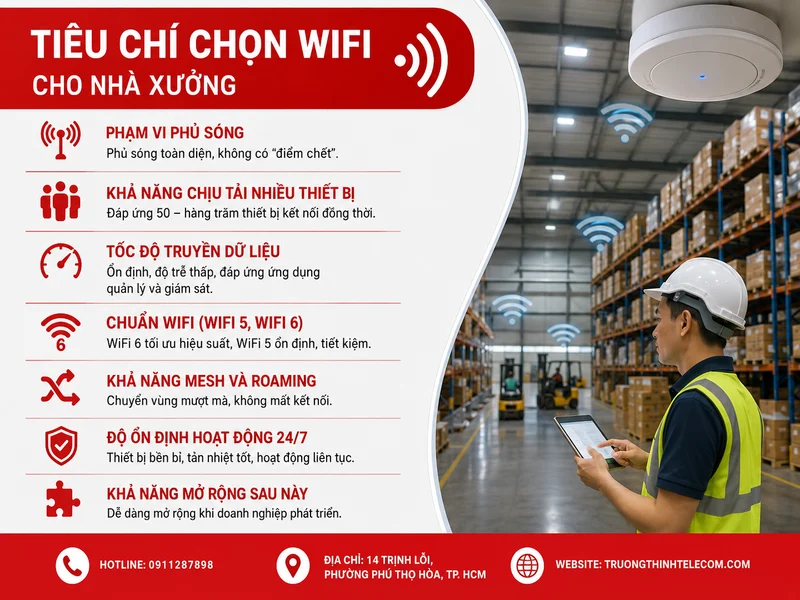 Tiêu chí chọn WiFi cho nhà xưởng