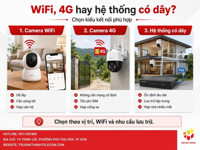 WiFi, 4G hay hệ thống có dây: chọn kiểu kết nối nào?