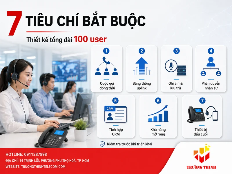 7 tiêu chí bắt buộc khi thiết kế tổng đài cho quy mô 100 user